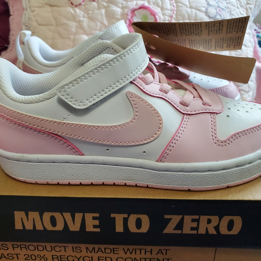 Nike Kids Pink and White Velcro Sneakers